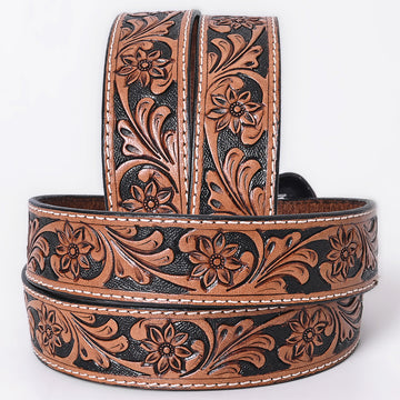 COMFYTACK Western Genuine Leather Belt for Men Women Cowboy Cowgirl Handmade Unisex Full Grain Heavy Duty Floral Tooled Belt